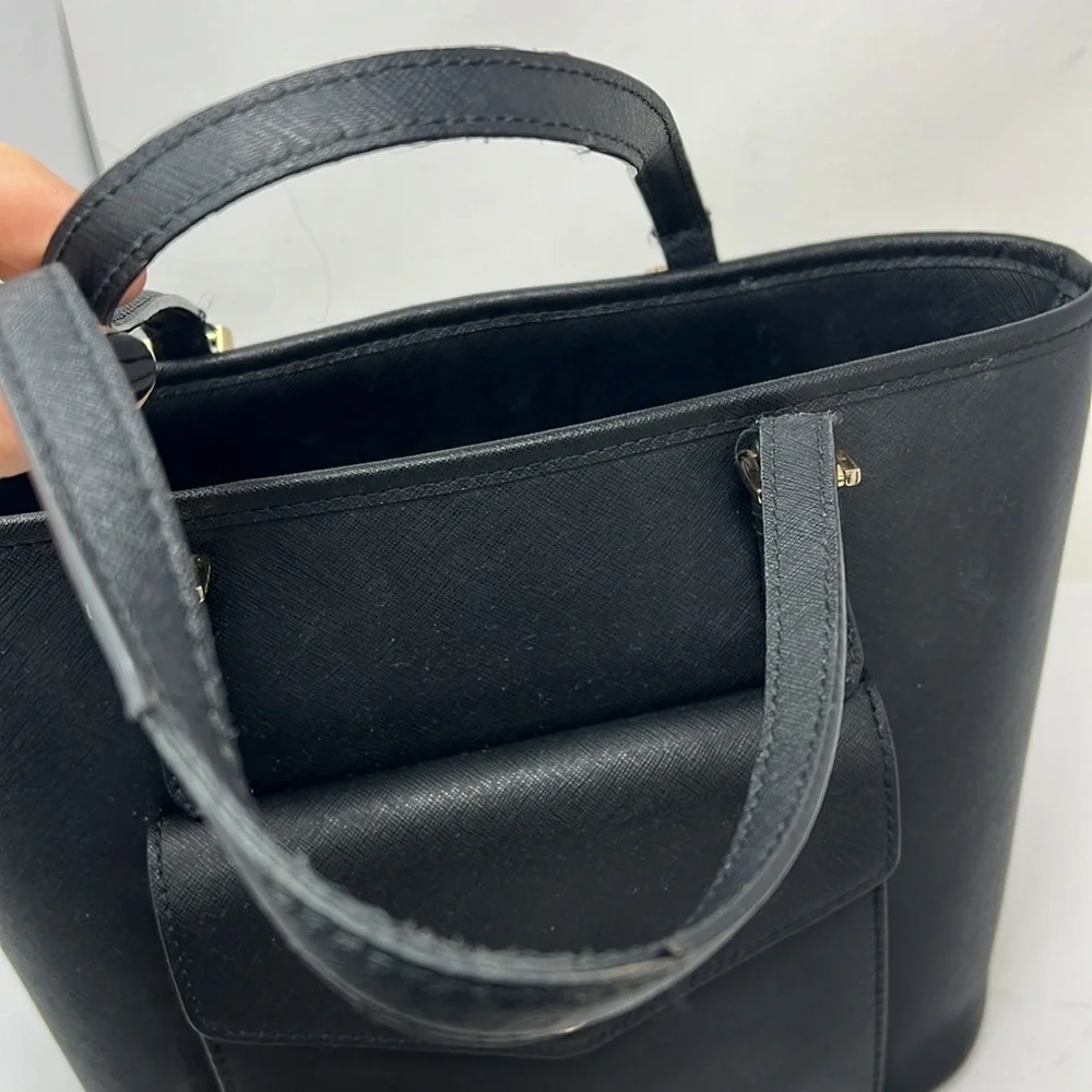 Michael Kors Jet Set Medium Black Saffiano Leather Tote Hand Bag - Picture 9 of 13